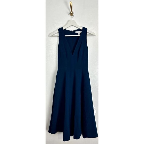 DRESS THE POPULATION Catalina Fit & Flare Cocktail Dress in Peacock Blue X-Small - Picture 3 of 12